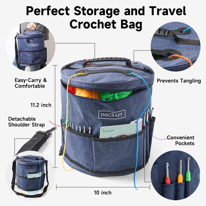 Inscraft Crochet Kit for Beginners Adults Kids - Great Knitting Starter Kit for Colorful Craft for Professionals, Make Amigurumi Projects Includes 24 Colors Yarn, Hooks, Instructions, a Durable Bag - Image 3